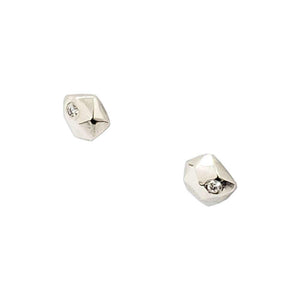Earrings - Micro Fragment Studs in Sterling Silver and Diamond by Corey Egan