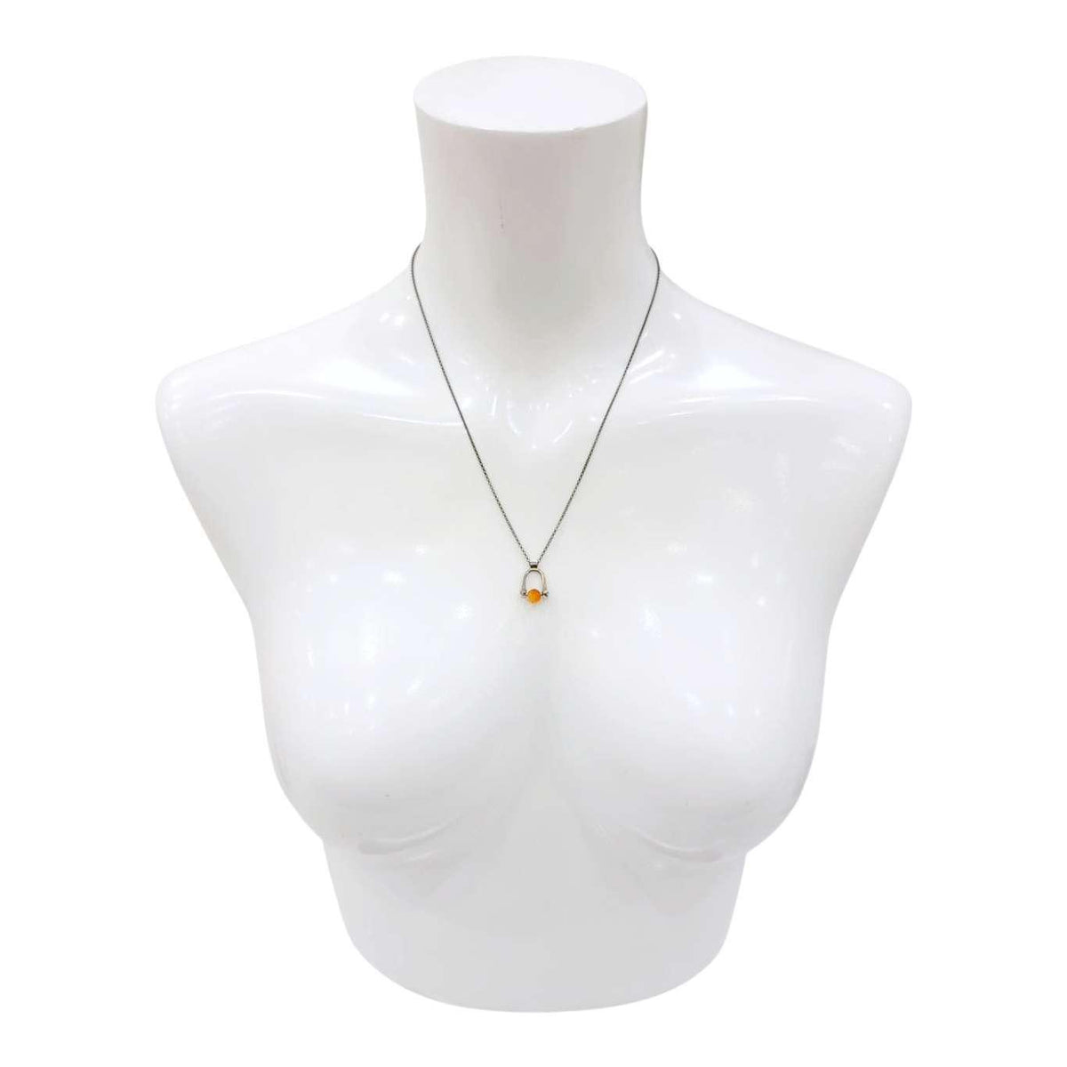 Necklace - Arc Pendant (Carnelian) by Three Flames Silverworks