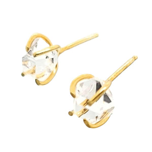 Earrings - Classic 8-9mm Herkimer Studs in Yellow Gold Vermeil by Storica Studio