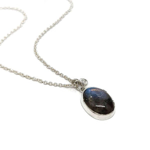 Necklace - Theia in Labradorite and Sterling Silver with Diamond by Corey Egan