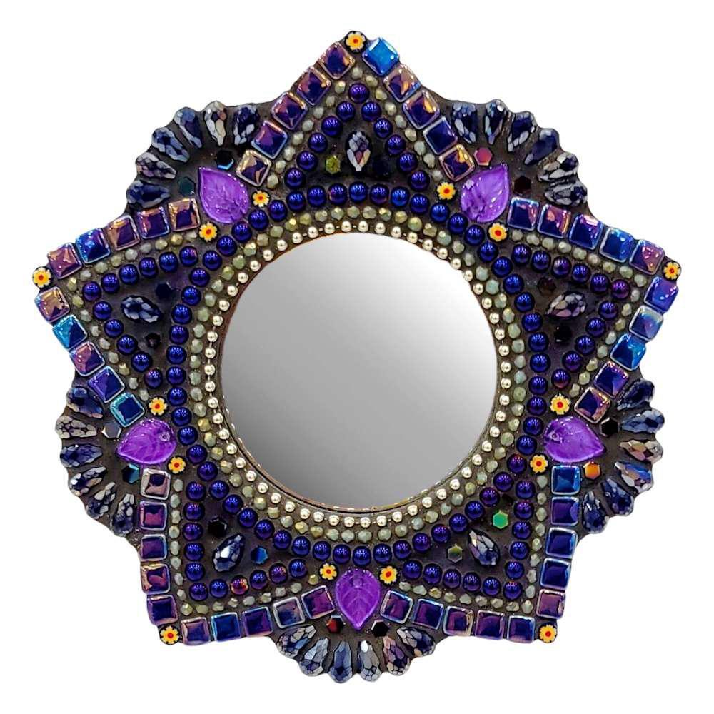 Mosaic Mirror - 7in OOAK Mandala (Magic Purple) by Zetamari Mosaic Artworks