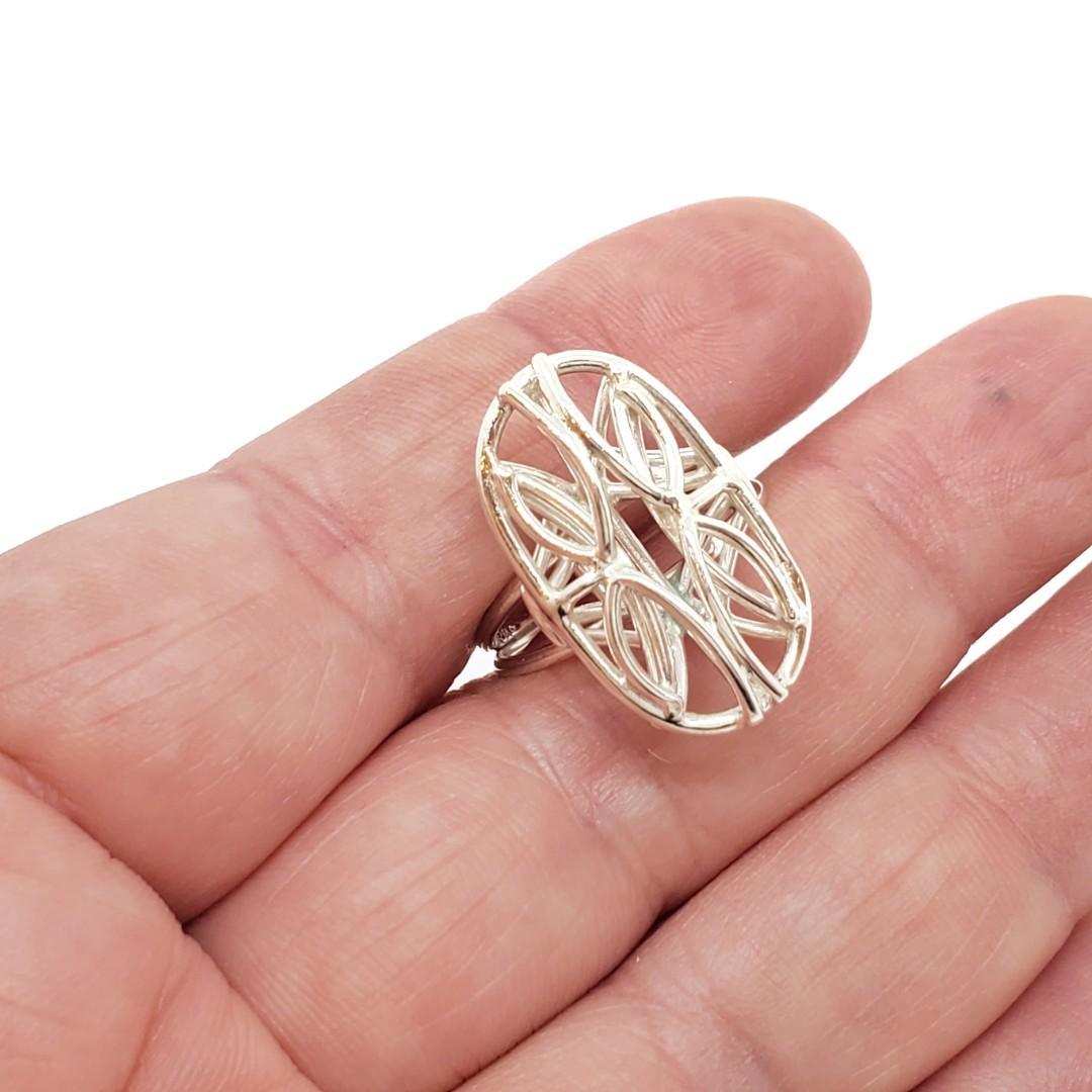 Ring - Size 6.5 - Oval Openwork Argentium Silver by Jen Surine