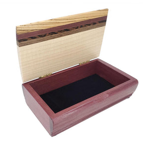 Jewelry Box - Small Treasure Box in Curly Maple, Purpleheart with Mixed Woods by Mikutowski Woodworking