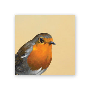 Wall Art - European Robin on 4in x 4in Wood Panel by The Mincing Mockingbird