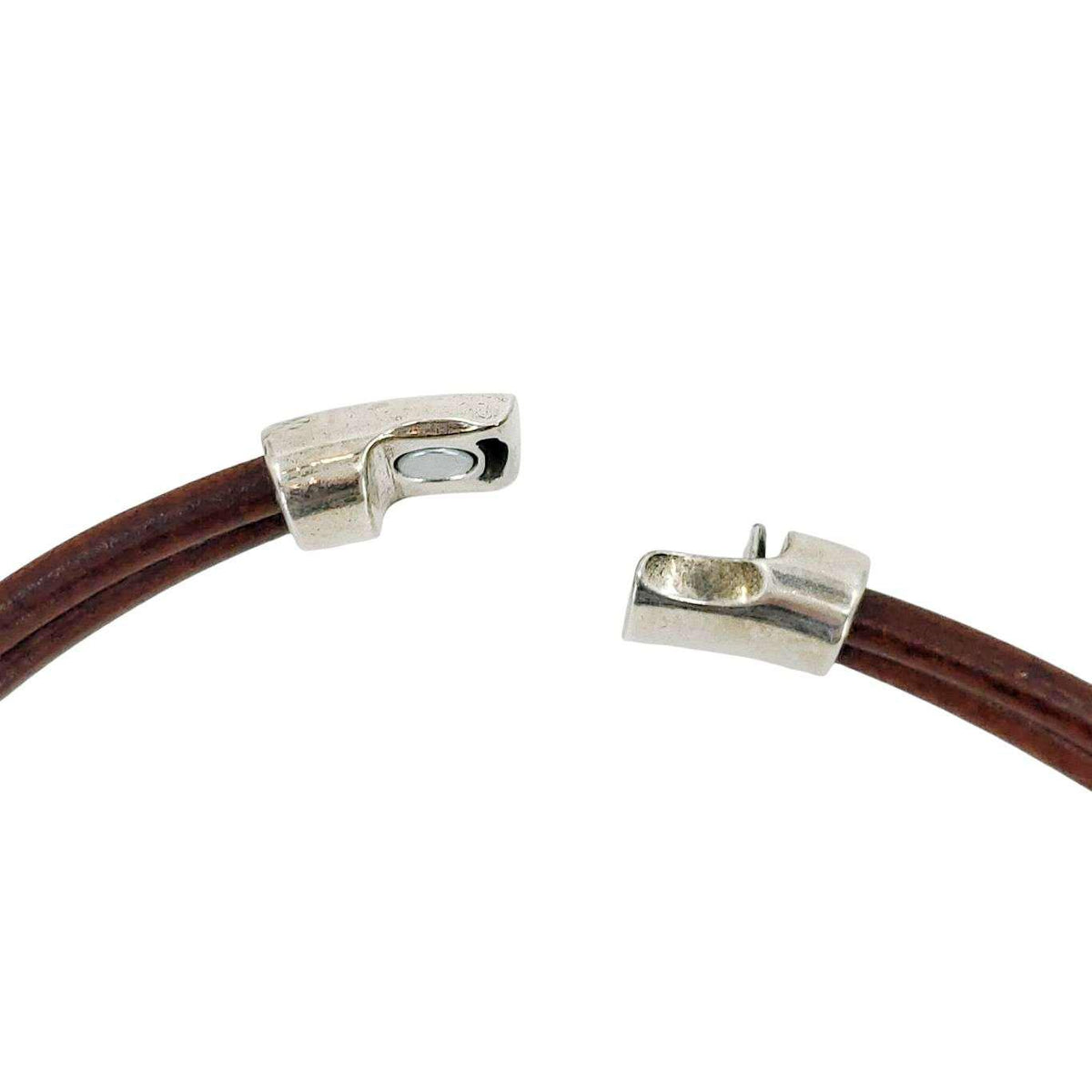 Necklace - Hummingbird (Blue Green Ceramic, Tobacco Leather, Silver) by Diana Kauffman