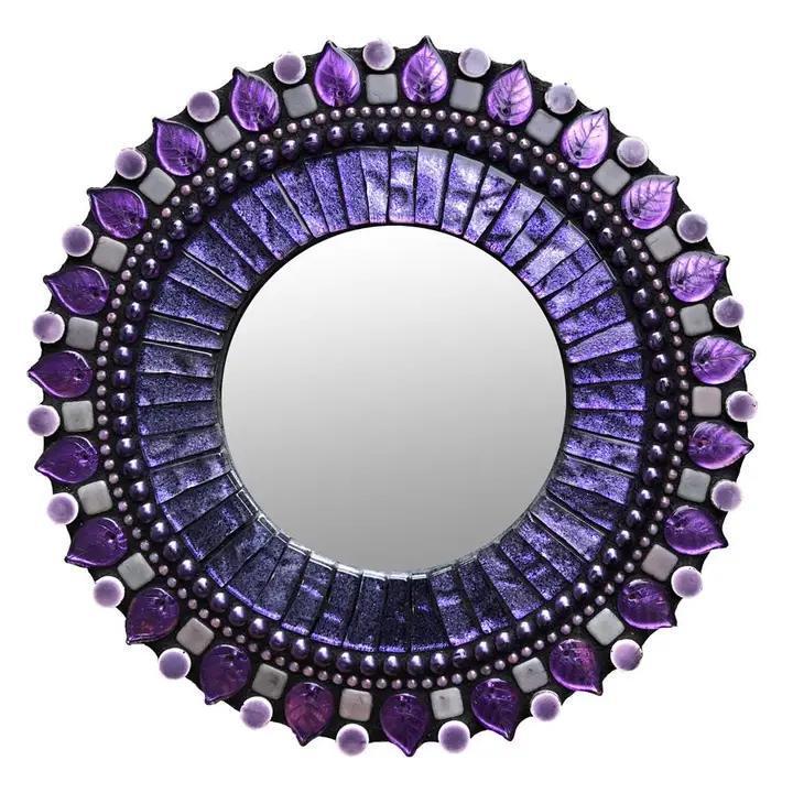 Mosaic Mirror - 7in Round in Violet by Zetamari Mosaic Artworks