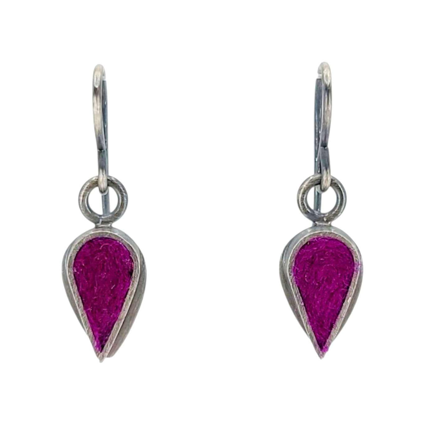 Earrings - Tiny Teardrops in Raspberry by Michele A. Friedman