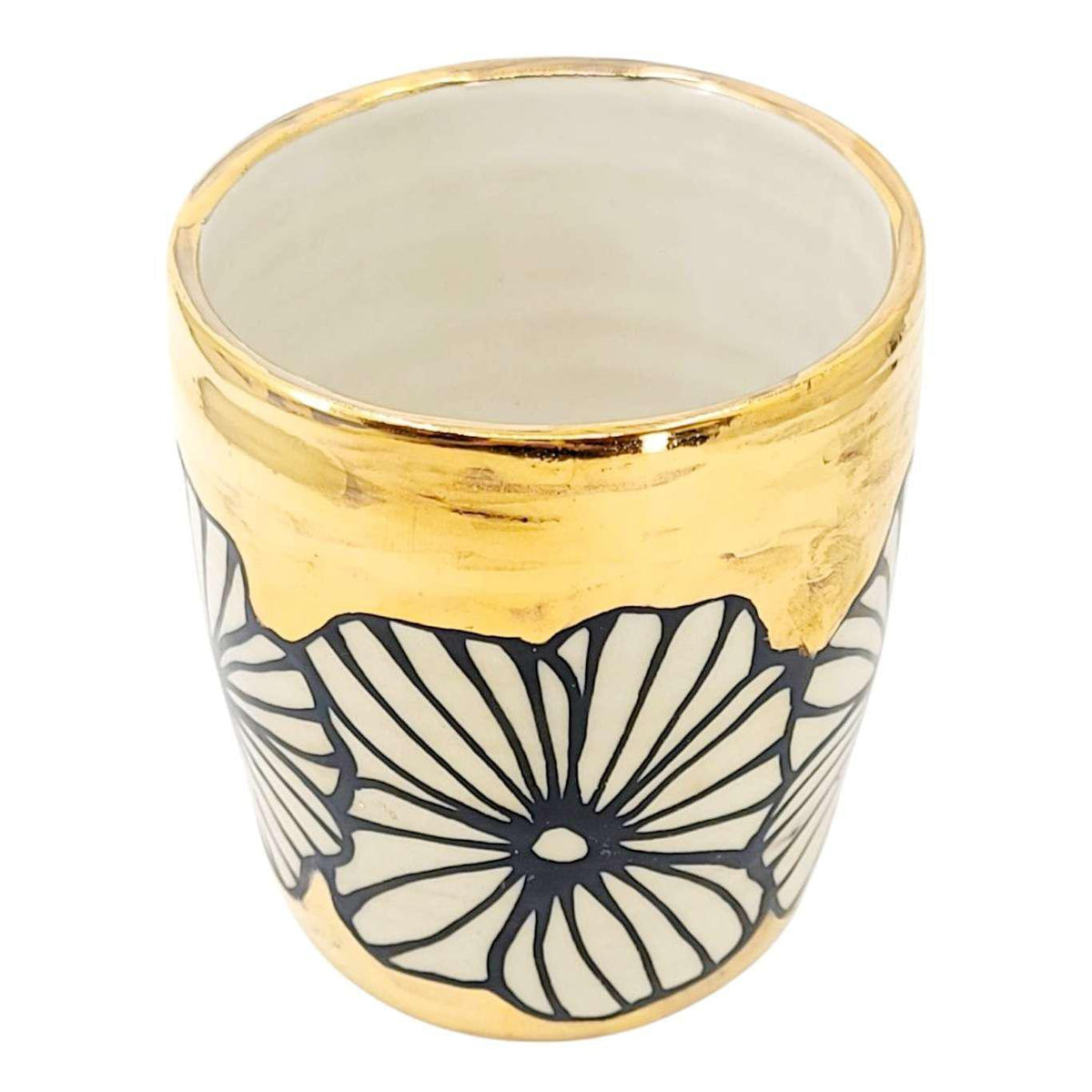 Vessel - Floral Tumbler or Vase with 22k Gold Solid Background (B) by Hsieh Clay SF