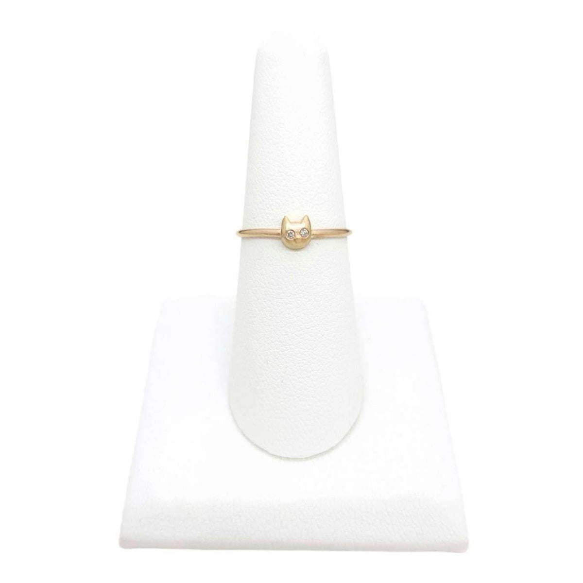 Ring - Diamond-Eyed Tiny Kitten Face in 14k Gold by Michelle Chang