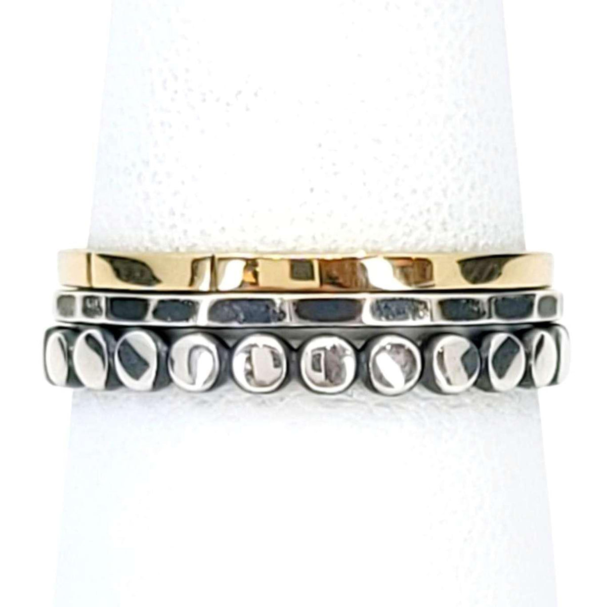 Ring - Size 5, 6.25, 7, 8 - Set of 3 Mixed Metal Stacking Rings (14k Gold, Sterling Silver) by 314 Studio