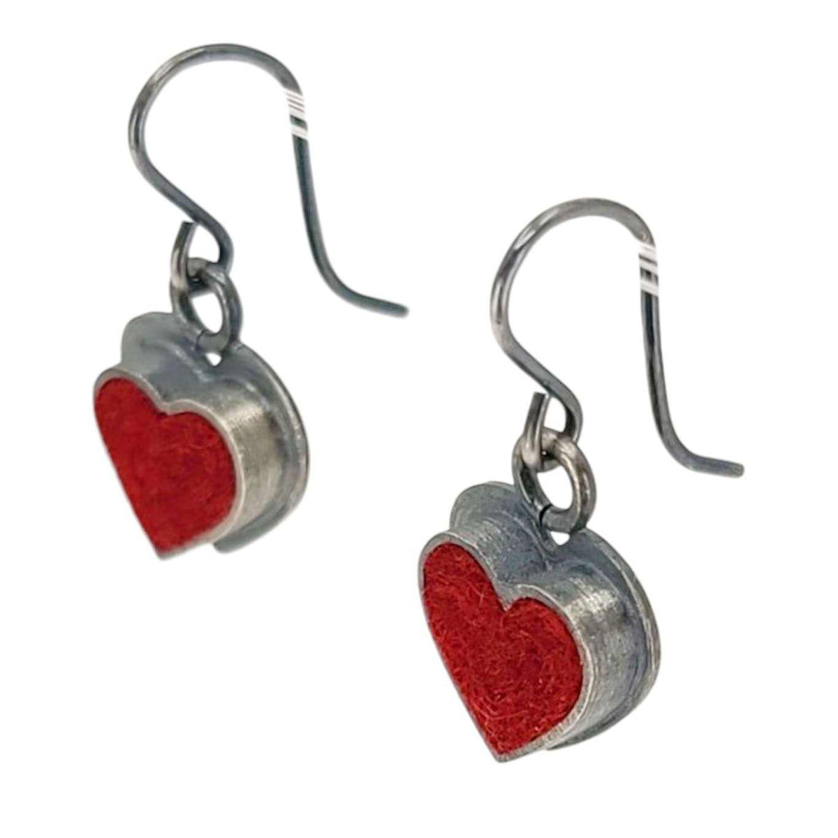 Earrings - Small Heart Drops (Cranberry Red) by Michele A. Friedman