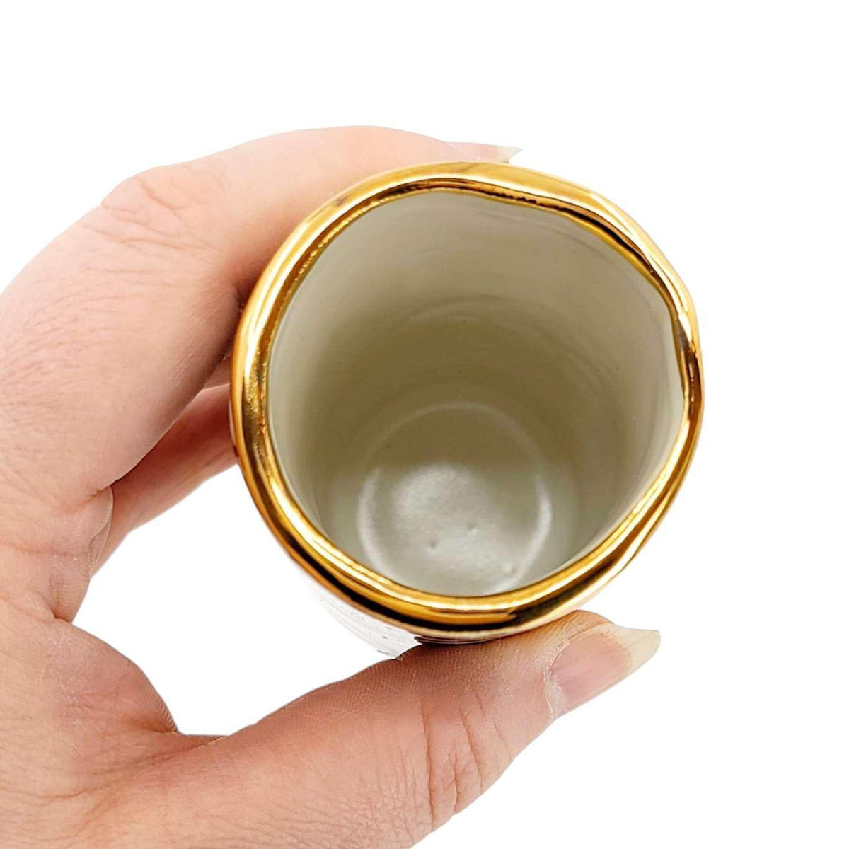 Vase - 4in Floral Cylinder with 22k Gold Solid Background (C) by Hsieh Clay SF