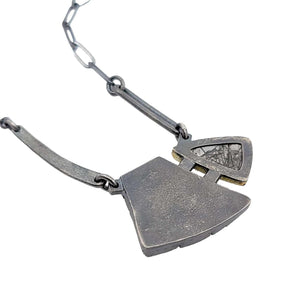 Necklace - Triangle Tourmalinated Quartz with Connected Coral Pendant by Janine DeCresenzo