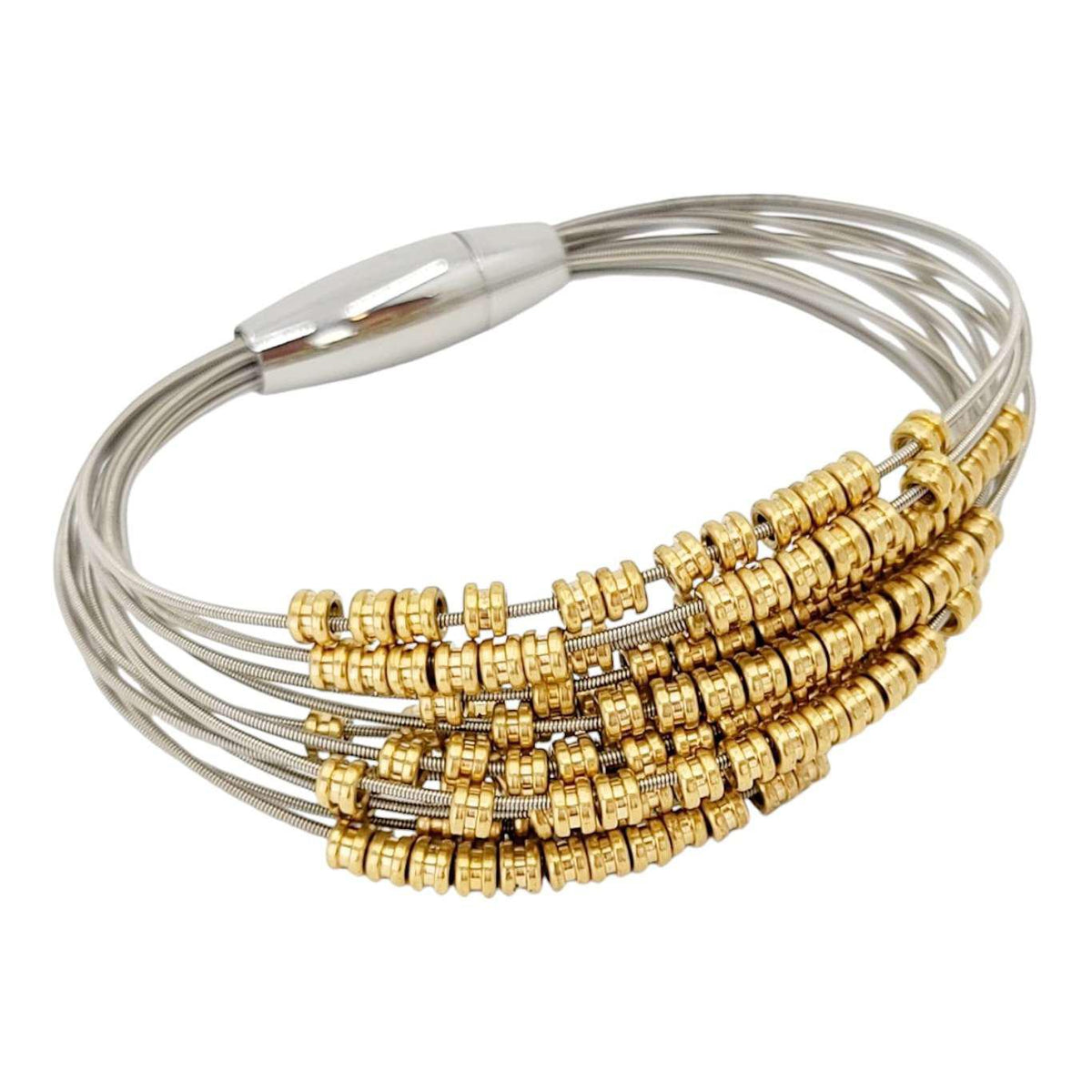 Bracelet - Fortissimo Fidget Guitar Strings Brass Beads (M or L) by High Strung Studios