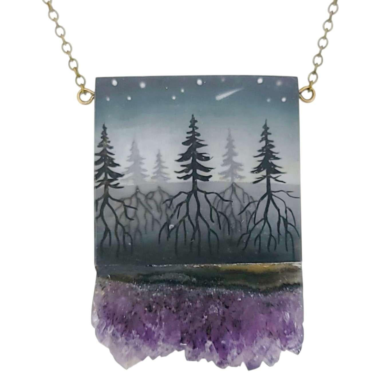 Necklace - Strata Crystal (Amethyst) by Fernworks