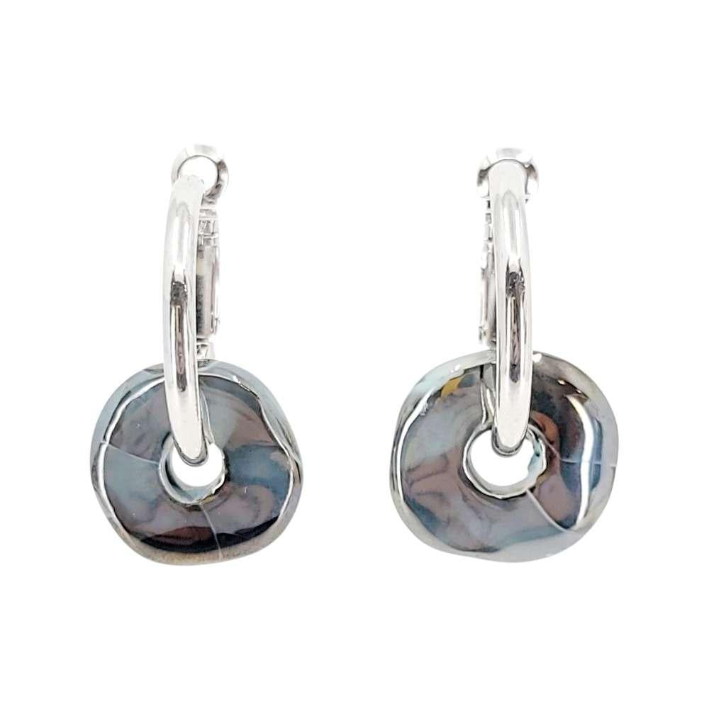 Earrings - Ceramic Ring Hoops (Black Sea) by Diana Kauffman