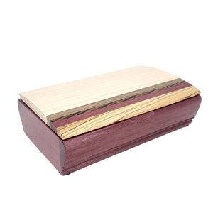 Jewelry Box - Small Treasure Box in Curly Maple, Purpleheart with Mixed Woods by Mikutowski Woodworking