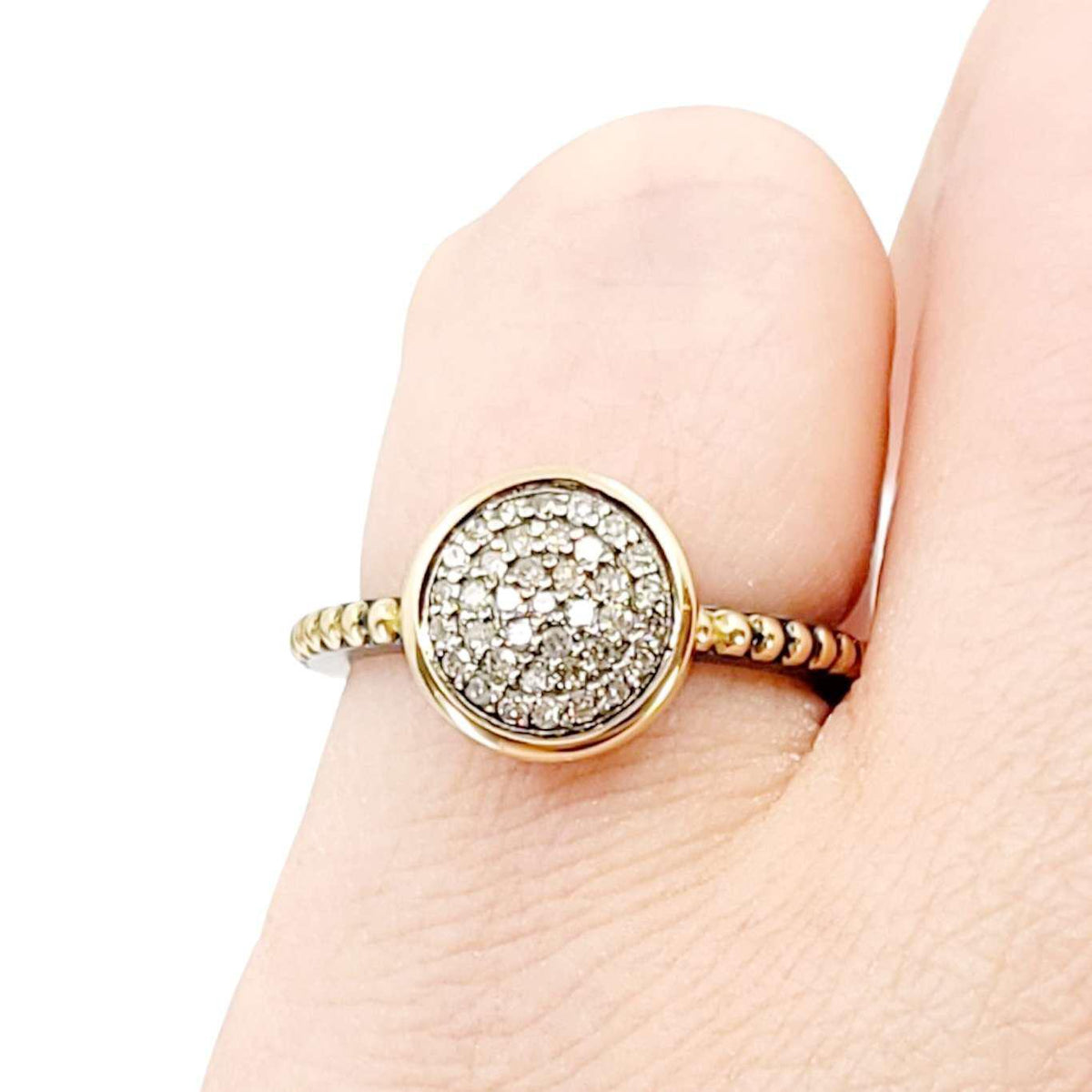 Ring - Size 7 - 10mm Pave Diamond Beaded Band (14k Gold, Sterling Silver, Diamond) by 314 Studio