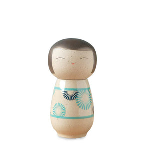 Kokeshi Jar - Kiku Chrysanthemum (Blue Floral) by Jennifer Fujimoto