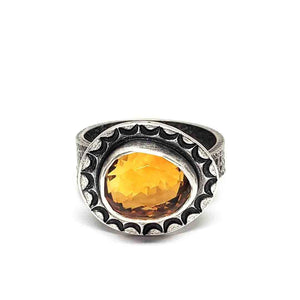 Ring - Size 8.25 - OOAK Citrine Ring in Sterling Silver by Allison Kallaway