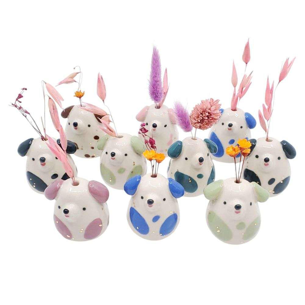 Figurine - Petite Pup Bud Vase (Assorted) by The Pottery Parade