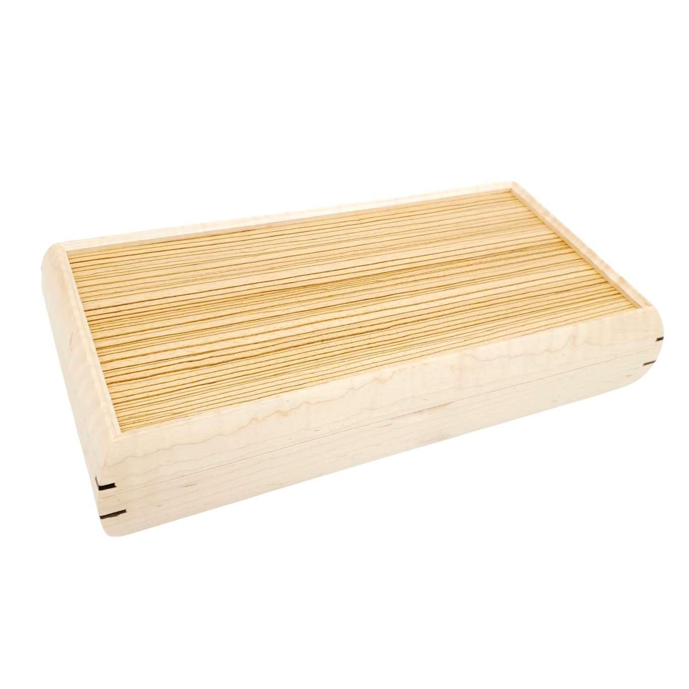 Jewelry Box - Large - Small Valet (Curly Maple, Wenge, Zebrawood) by Mikutowski Woodworking