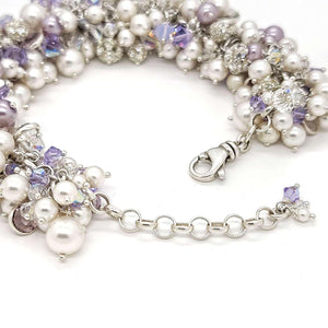 Bracelet - Amethyst and White Pearls and Crystals by Sugar Sidewalk