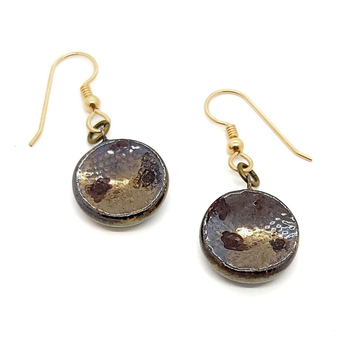 Earrings - Small Circle Drops in Earth by Dandy Jewelry