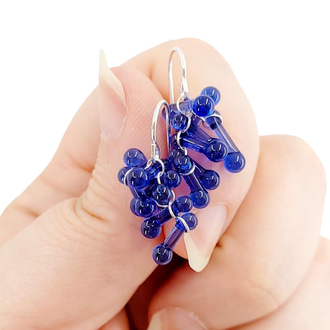 Earrings - Short Rosetti Clusters in Indigo by Krista Bermeo Studio