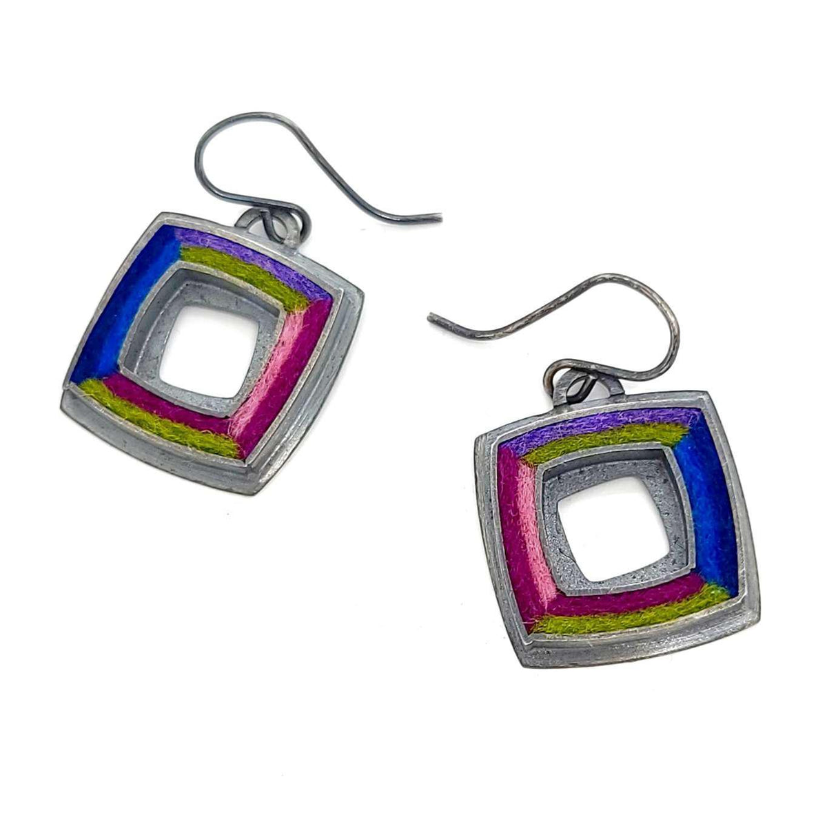 Earrings - Square Donut Simple Drops in Cool Gem by Michele A. Friedman