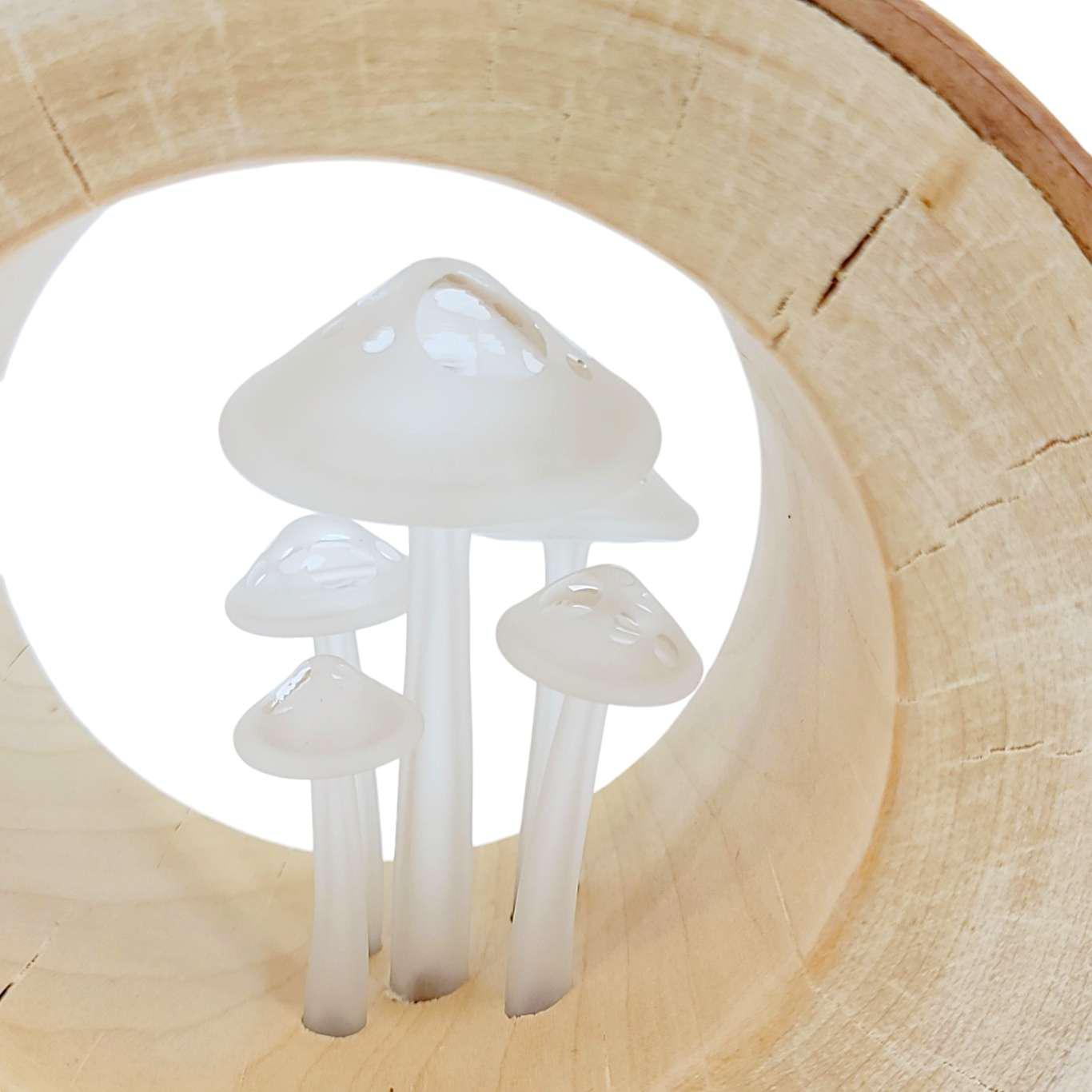 Lamp - Small Birch Circle (White Mushrooms) by Sage Studios