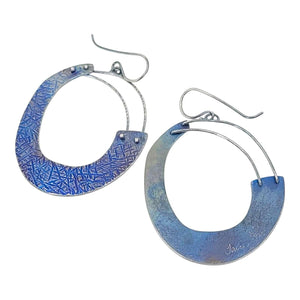 Earrings - Dangles - Large Round Rise (Titanium, Sterling Silver) by Taviametal