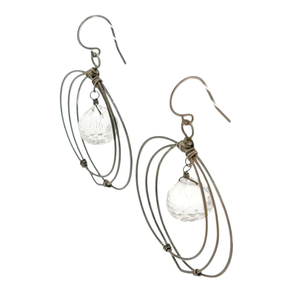 Earrings - Wide Flower Frames (Quartz) by Calliope Jewelry