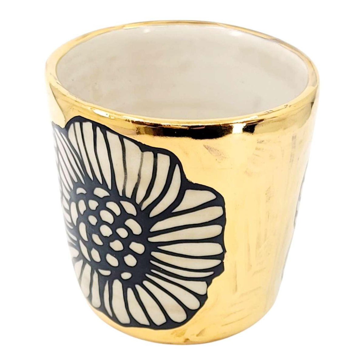 Vessel - Floral Tumbler or Vase with 22k Gold Solid Background (A) by Hsieh Clay SF