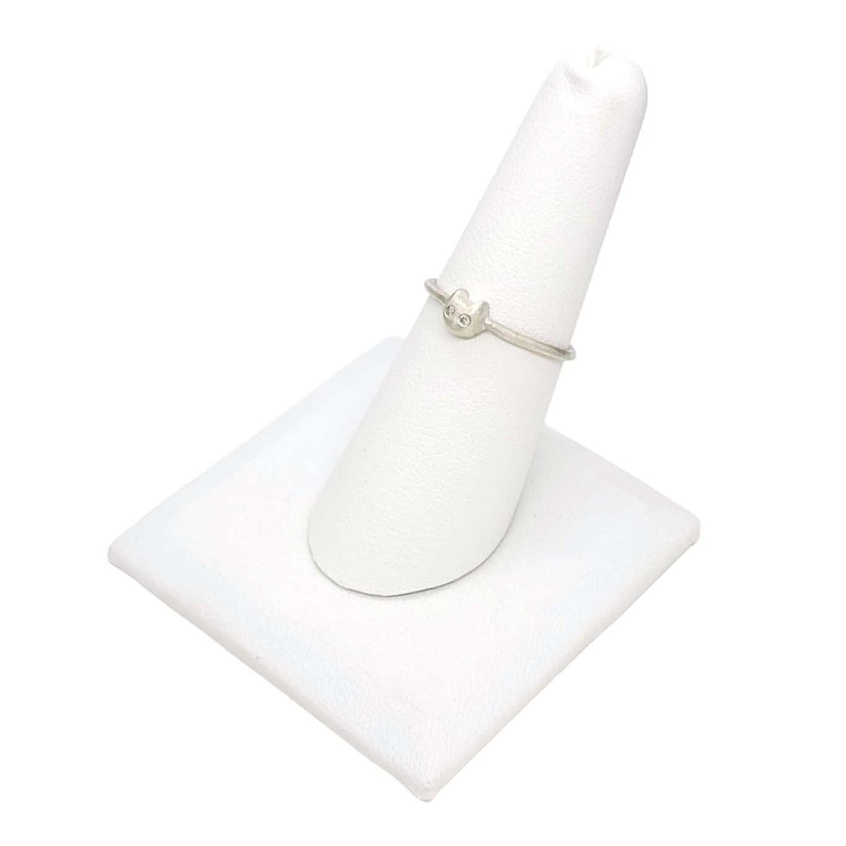 Ring - Diamond-Eyed Tiny Kitten Face in Sterling Silver by Michelle Chang