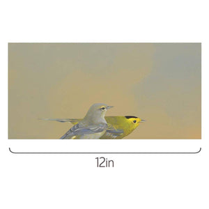Wall Art - Wilson’s Warblers on 12in x 6in Wood Panel by The Mincing Mockingbird