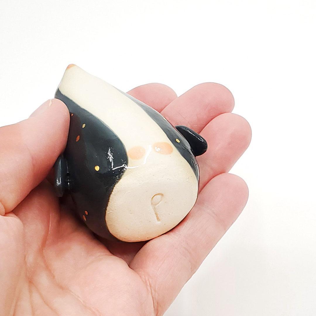 Figurine -  Penguin Tiny Bud Vase (Single Hole, Black and White) by The Pottery Parade