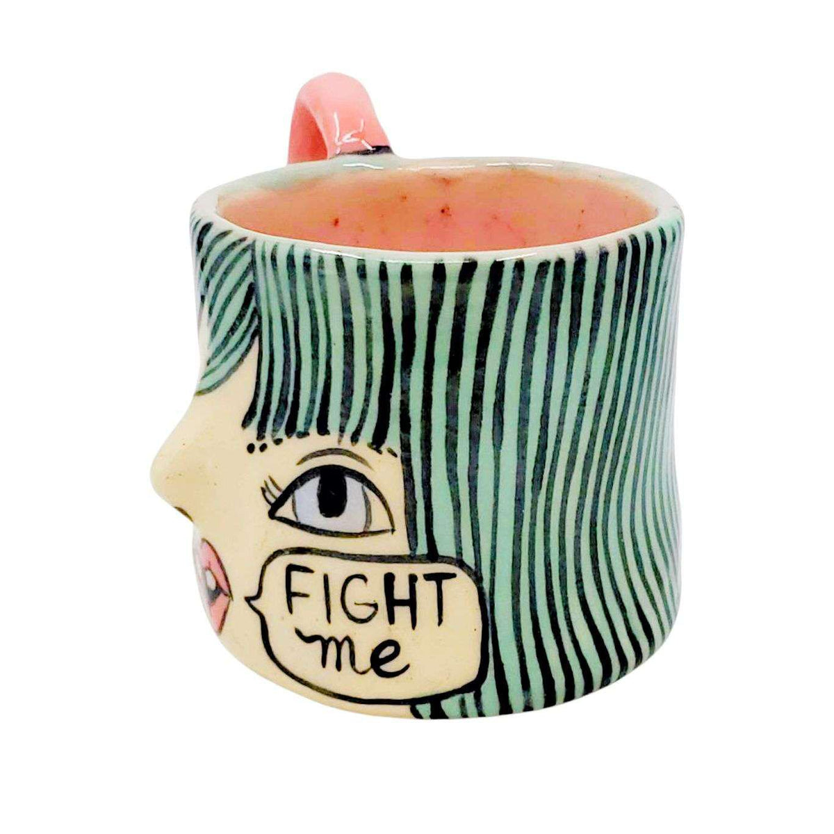Mug - Fight Me Stoneware Cup by Erika Rier