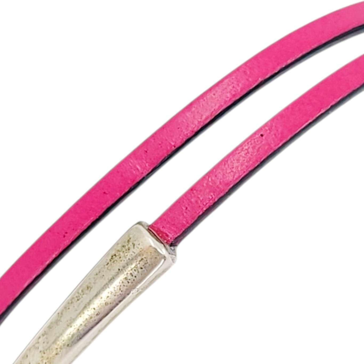 Bracelet - Hot Pink Leather Skinny Breakaway (Assorted Metals) by Diana Kauffman Designs
