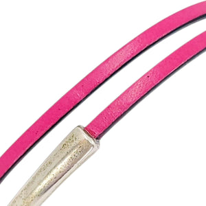 Bracelet - Hot Pink Leather Skinny Breakaway (Assorted Metals) by Diana Kauffman Designs