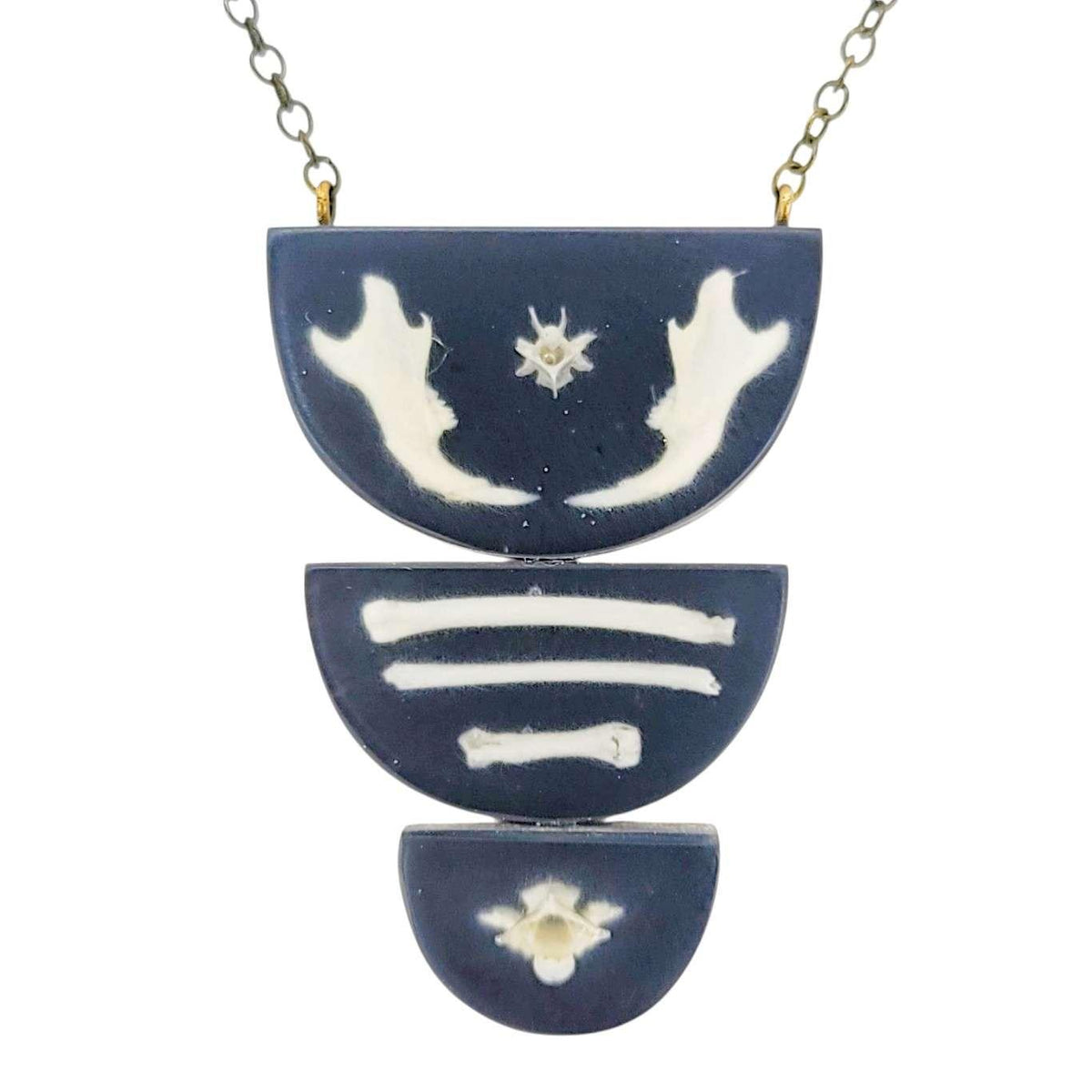 Necklace - Bone Trio (Gunmetal) by Fernworks