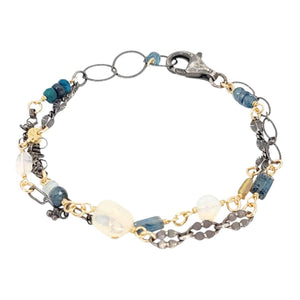 Bracelet - Double Strand Decorated Chain (Moss Kyanite, Opal, Aquamarine) by Calliope Jewelry