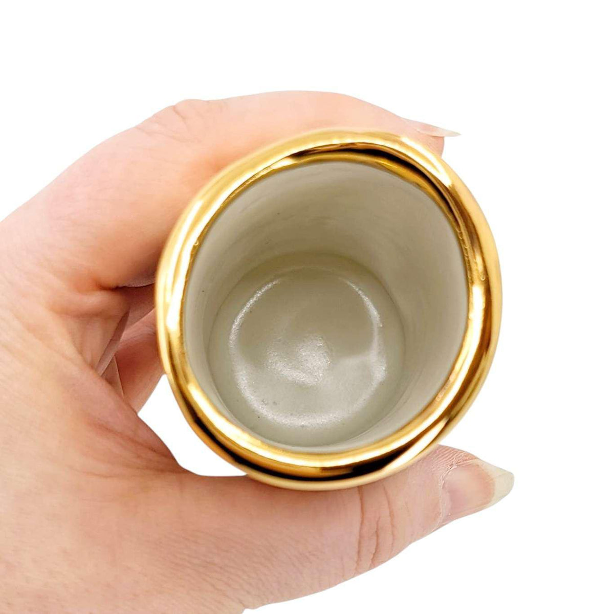 Vase - 4in Floral Cylinder with 22k Gold Solid Background (D) by Hsieh Clay SF