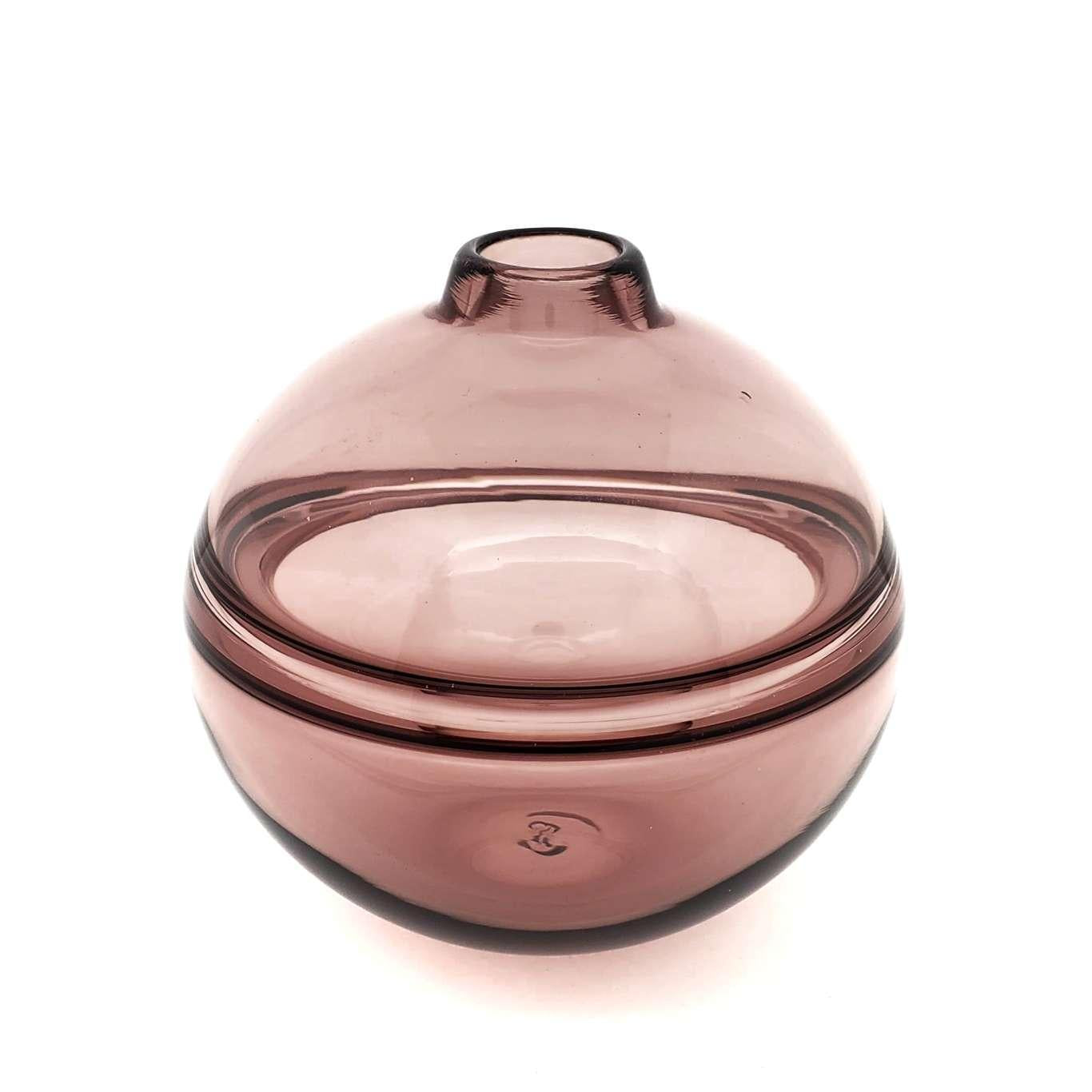 Bud Vase - Petite Round in Aubergine Purple Glass by Dougherty Glassworks