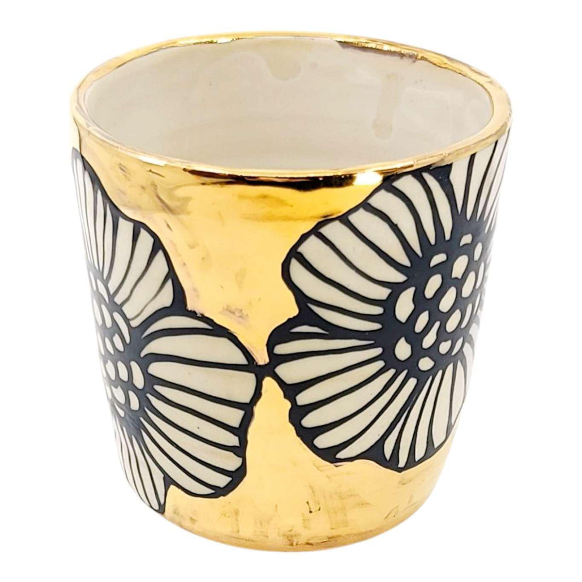 Vessel - Floral Tumbler or Vase with 22k Gold Solid Background (A) by Hsieh Clay SF