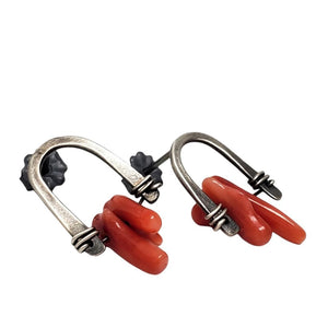 Earrings - Arc Reclaimed Coral Sterling Studs (A or B) by Three Flames Silverworks