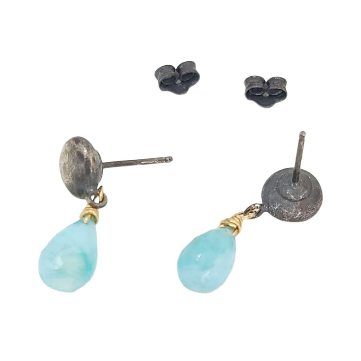Earrings - Round Post Drops (Larimar) by Calliope Jewelry