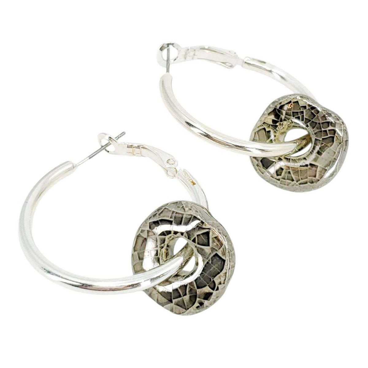 Earrings - Ceramic Ring Hoops (Storm) by Diana Kauffman