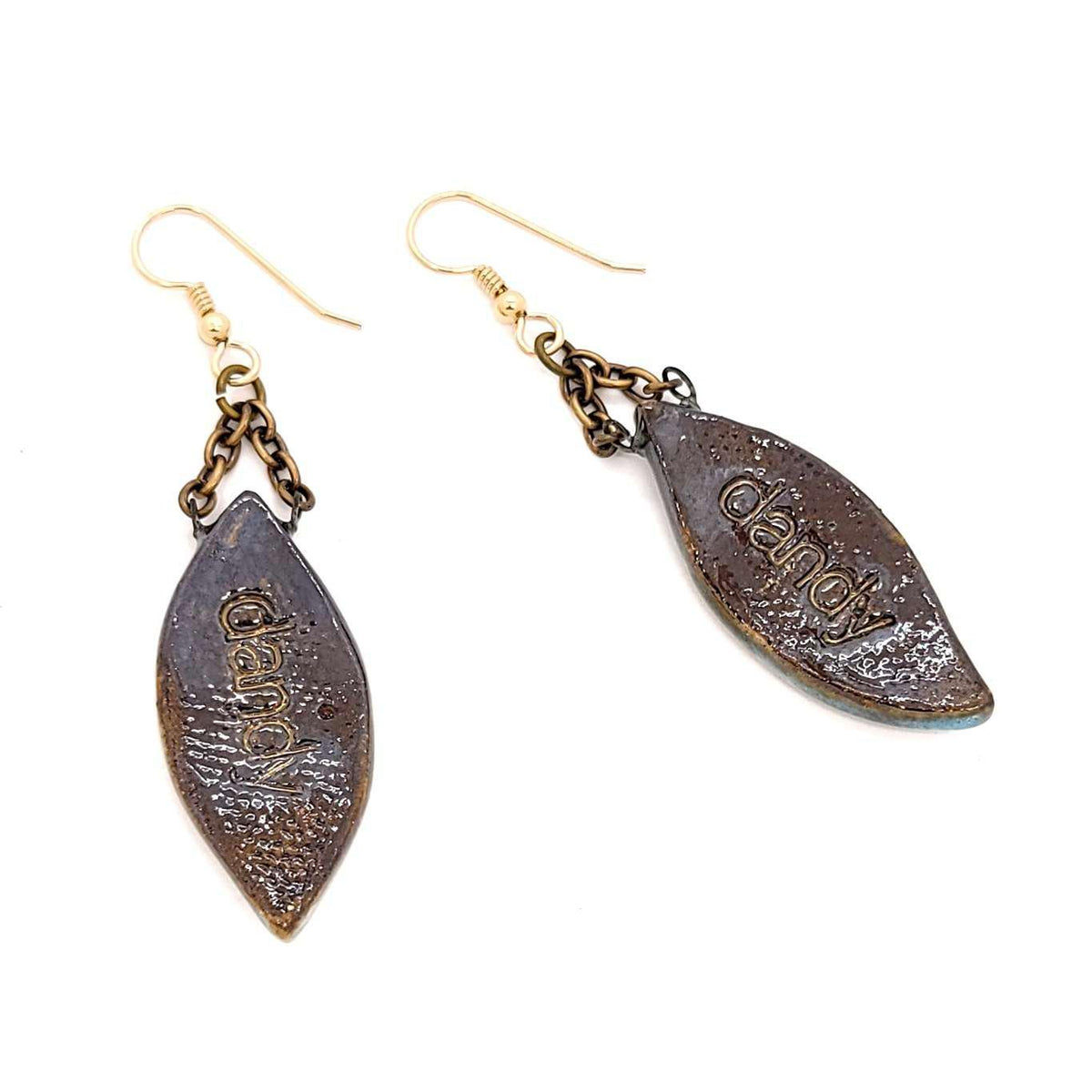 Earrings - Large Leaf Drops in Mystic by Dandy Jewelry