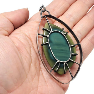 Necklace - Wayfinder Green Imperial Jasper Sterling by Three Flames Silverworks